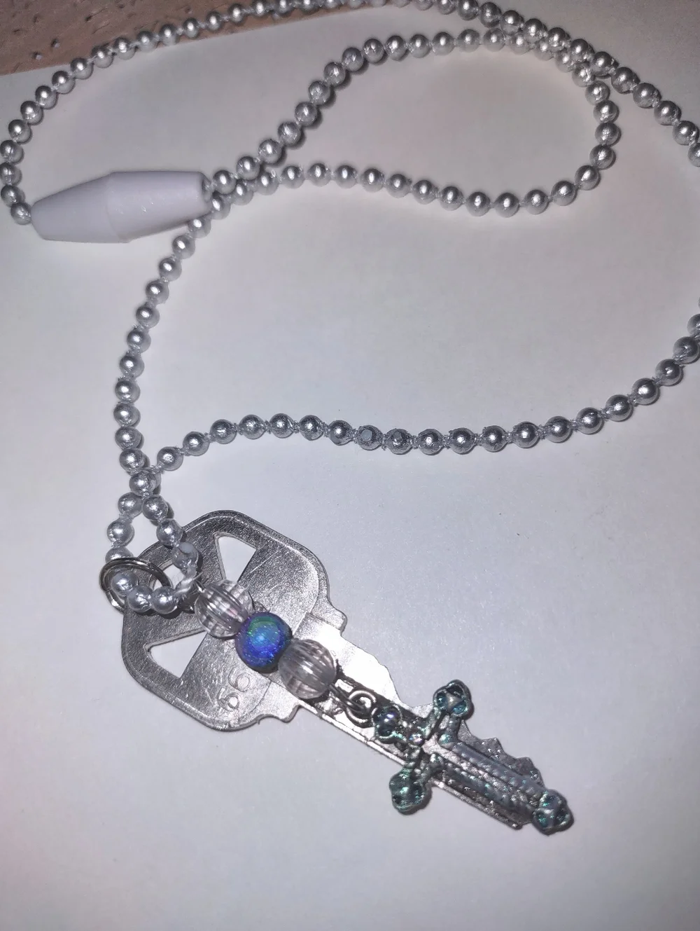 Kid's Key Necklace with Beads & Christian Cross - Picture 2 of 16
